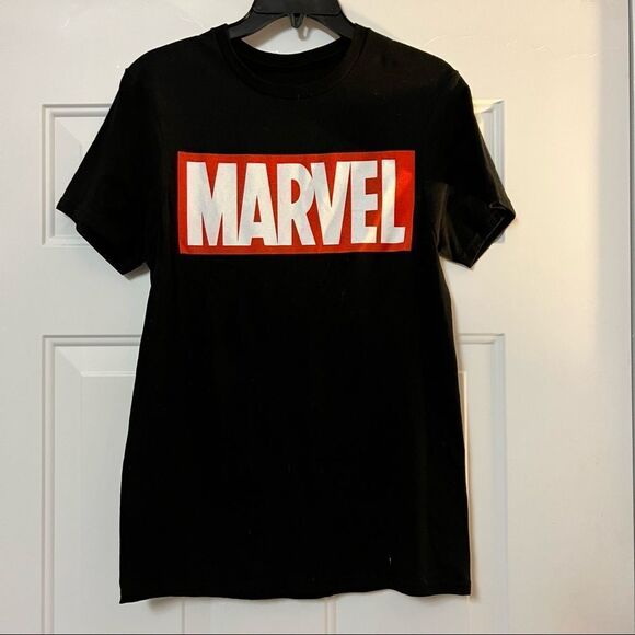 NEW Marvel Comics Black Red Logo T-Shirt Mens Graphic Adult Small - Picture 1 of 6